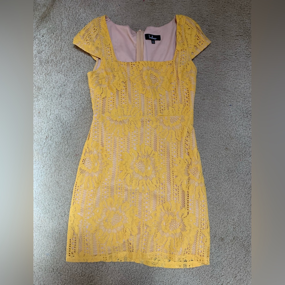 Yellow sunflower lace dress